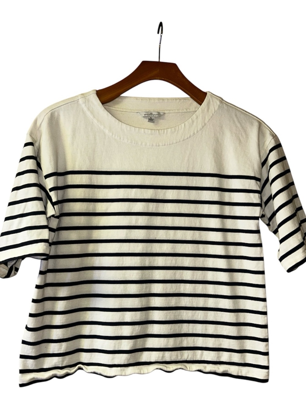 Bean Signature Navy and White Striped Short-Sleeve Crewneck Tee